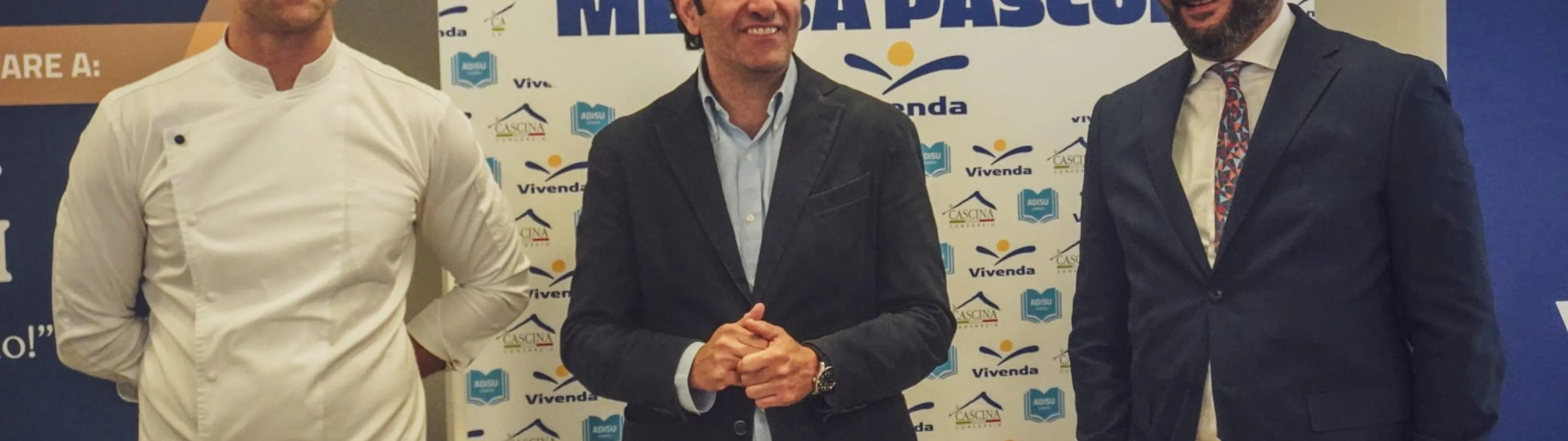 Chef Andrea Palmieri, Giacomo Leonelli Amministratore ADiSU, Vincenzo Bottone Direttore di filiale Umbria, Marche e Abruzzo (VIVENDA)